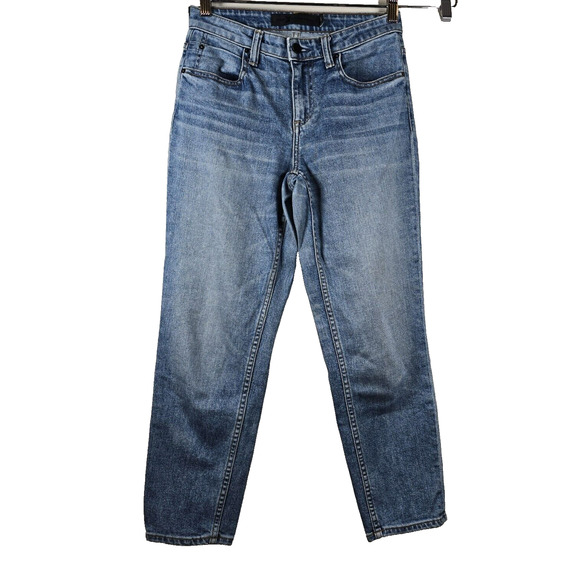 Alexander Wang Jeans Women 24 Blue Mid Rise Stretch Designer Luxury Straight - Picture 4 of 10